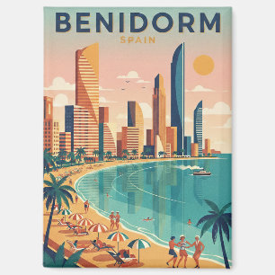 Farbige Benidorm Spanien Costa Blanca Illustration Magnet