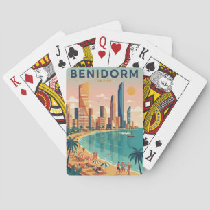 Farbige Benidorm Spanien Costa Blanca Illustration Spielkarten