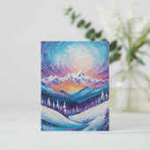 Farbige Berge und Kiefern Postkarte (Stehend Vorderseite)
