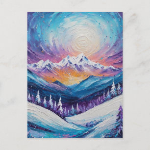 Farbige Berge und Kiefern Postkarte