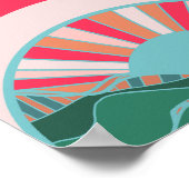 Farbige Berglandschaft Sonnenuntergang Mädchen Poster (Ecke)