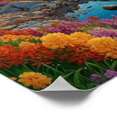 Farbige Bergsee-Blumen-Kunst Poster (Ecke)