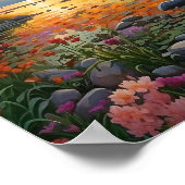 Farbige Bergsee-Blumen-Kunst Poster (Ecke)
