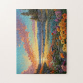 Farbige Bergsee-Blumen-Kunst Puzzle (Vertikal)