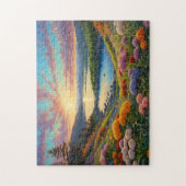 Farbige Bergsee-Blumen-Kunst Puzzle (Vertikal)