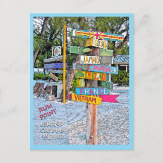 FARBIGE BESILDERUNG (LÄNDER) RUM POINT, GR.CAYMAN POSTKARTE