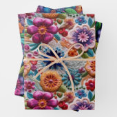 Farbige bestickte Blume Geschenkpapier Set (Beispiel)