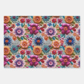 Farbige bestickte Blume Geschenkpapier Set (Vorderseite)