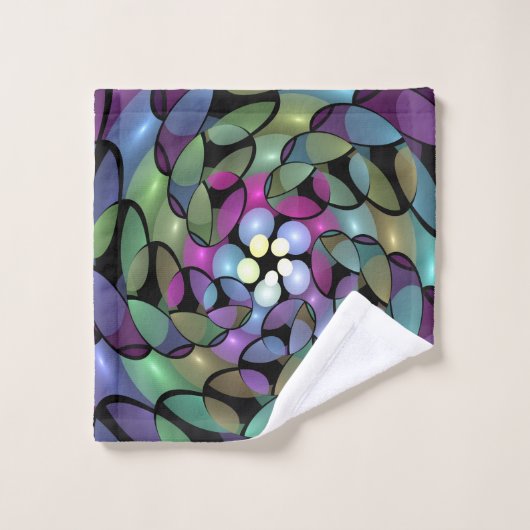 Farbige Bewegungen Abstrakte Trippy Fraktal Art Badhandtuch Set (Waschlappen)