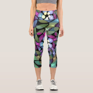 Farbige Bewegungen Abstrakte Trippy Fraktal Art Capri Leggings
