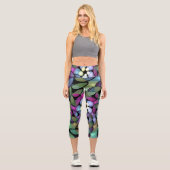 Farbige Bewegungen Abstrakte Trippy Fraktal Art Capri Leggings (Vorderseite)