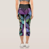 Farbige Bewegungen Abstrakte Trippy Fraktal Art Capri Leggings (Rückseite)