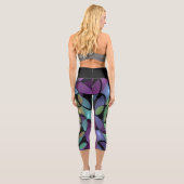 Farbige Bewegungen Abstrakte Trippy Fraktal Art Capri Leggings (Rückseite)