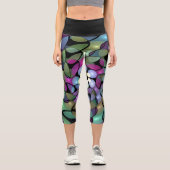 Farbige Bewegungen Abstrakte Trippy Fraktal Art Capri Leggings (Vorderseite)