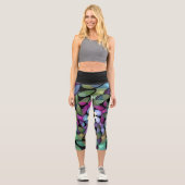 Farbige Bewegungen Abstrakte Trippy Fraktal Art Capri Leggings (Vorderseite)