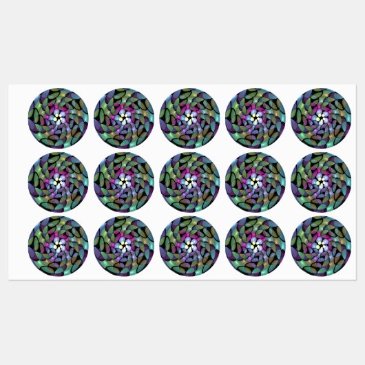 Farbige Bewegungen Abstrakte Trippy Fraktal Art Etiketten (Blatt)