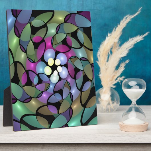 Farbige Bewegungen Abstrakte Trippy Fraktal Art Fotoplatte (Seite)