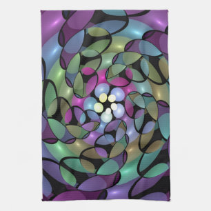 Farbige Bewegungen Abstrakte Trippy Fraktal Art Geschirrtuch