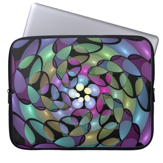 Farbige Bewegungen Abstrakte Trippy Fraktal Art Laptopschutzhülle (Vorderseite)