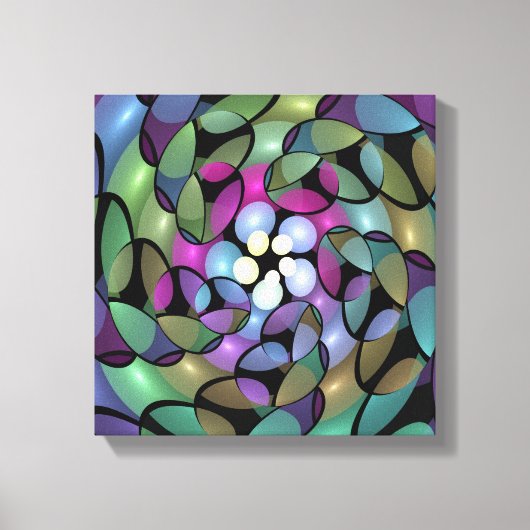 Farbige Bewegungen Abstrakte Trippy Fraktal Art Leinwanddruck (Vorderseite)