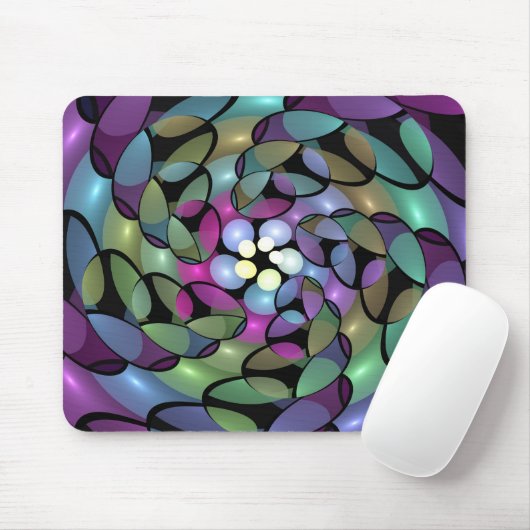 Farbige Bewegungen Abstrakte Trippy Fraktal Art Mousepad (Mit Mouse)