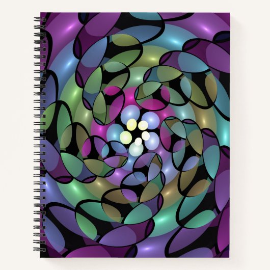 Farbige Bewegungen Abstrakte Trippy Fraktal Art Notizblock (Vorderseite)