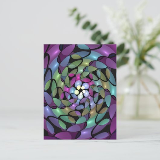 Farbige Bewegungen Abstrakte Trippy Fraktal Art Postkarte (Stehend Vorderseite)