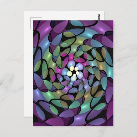 Farbige Bewegungen Abstrakte Trippy Fraktal Art Postkarte (Vorne/Hinten)