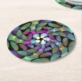 Farbige Bewegungen Abstrakte Trippy Fraktal Art Runder Pappuntersetzer (Angewinkelt)