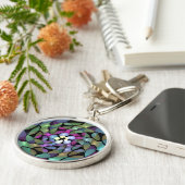 Farbige Bewegungen Abstrakte Trippy Fraktal Art Schlüsselanhänger (Seite)