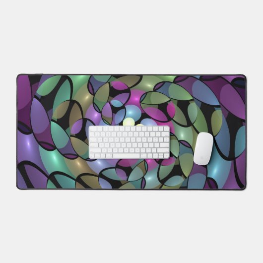 Farbige Bewegungen Abstrakte Trippy Fraktal Art Schreibtischunterlage (Tastatur & Maus)