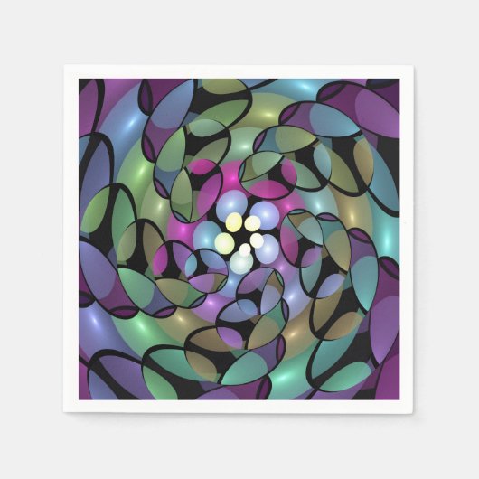 Farbige Bewegungen Abstrakte Trippy Fraktal Art Serviette (Vorderseite)