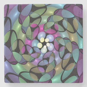 Farbige Bewegungen Abstrakte Trippy Fraktal Art Steinuntersetzer