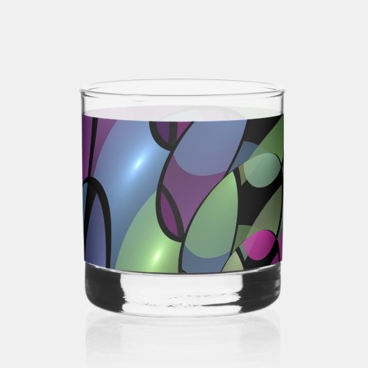 Farbige Bewegungen Abstrakte Trippy Fraktal Art Whiskyglas (Vorderseite)