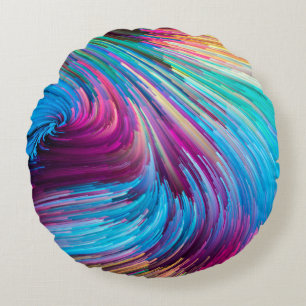 Farbige Bewegungsreihe. Hintergrunddesign von Flüs Rundes Kissen