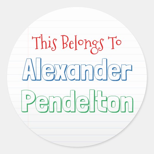 Farbige Bezeichnung für das Thema "Papier" Runder Aufkleber (Vorderseite)