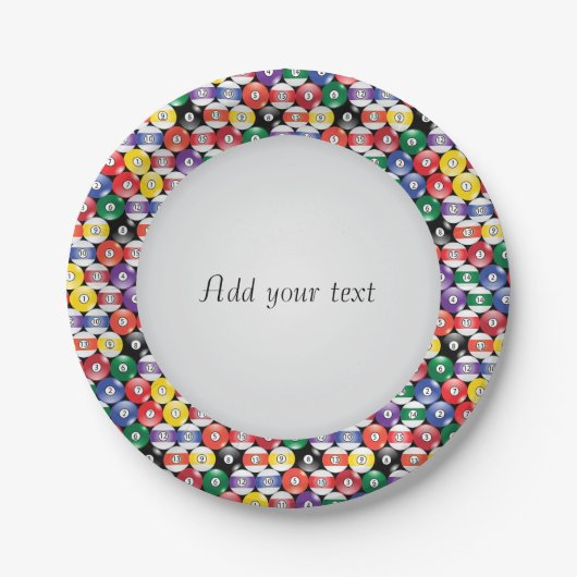 Farbige Billard-Bälle Pappteller (Vorderseite)