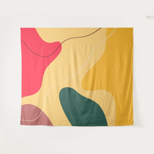 Farbige Bio Formen abstrakter Hintergrund Wandteppich (Vorderseite (Horizontal))