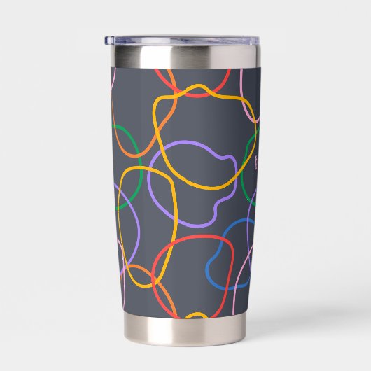 Farbige Bio Formen Muster Monogramm Thermobecher (Rechts)