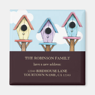 Farbige Birdhouses | New Address Keepake Magnet