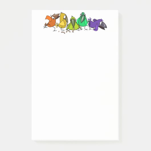 Farbige Birds Post-it® Notizen (Vorderseite)