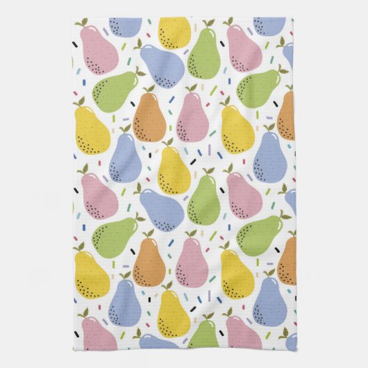 Farbige Birnen Fruchtmuster Geschirrtuch (Vertikal)