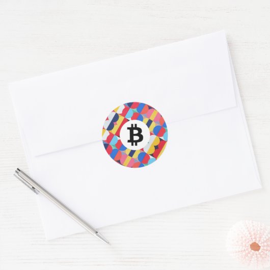 Farbige Bitcoin Runder Aufkleber (Umschlag)