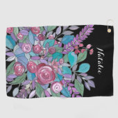 Farbige Black Floral Ladys Golf Golfhandtuch (Horizontal)