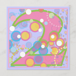 Farbige Bläschen 2. Geburtstags-Party Einladung