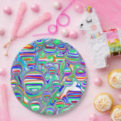 Farbige Blasen Abstrakte digitale Kunst Pappteller (Party)