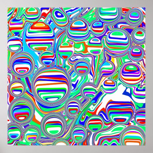 Farbige Blasen Abstrakte digitale Kunst Poster (Vorne)