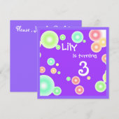 Farbige Blasen Einladung (Vorne/Hinten)