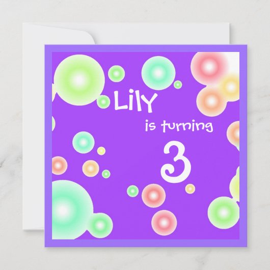 Farbige Blasen Einladung (Vorderseite)