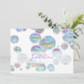 Farbige Blasen Geburtstagsfeier Einladung (Stehend Vorderseite)